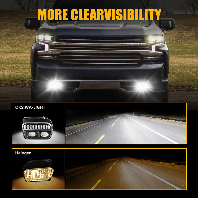 DOT Approved LED Fog Lights with White DRL & Amber Turn Signal for 2003-2006 Chevy Silverado & 2002-2006 Avalanche Clear Lens Plug & Play-6