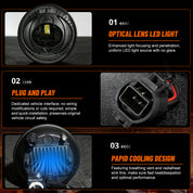 OKSIWA LED Fog Lights Fit for 07-13 Chevy Avalanche 07-14 Suburban Tahoe GMC Yukon/XL Ford Mustang 08-09 Pontiac G8, Front Driving Fog Lamps Assembly Replacement, 1 Pair