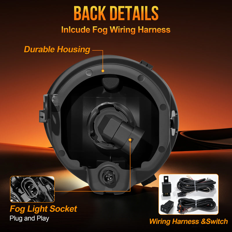Fog Light Kit for 2007–2013 Toyota Tundra & 2008–2011 Sequoia, Plug & Play, Waterproof, Full Wiring Harness-4
