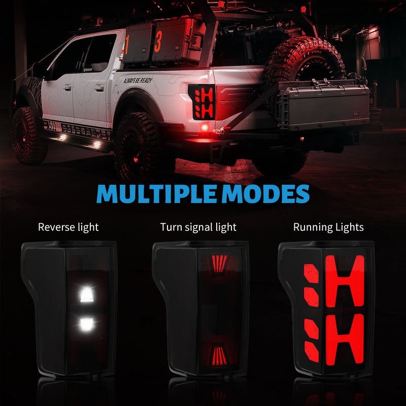 OKSIWA Sequential Full Led tail lights for 2015-2020 Ford F150 Starting Animated Rear Light Assembly, Dynamic Turn Signal,Brake Light,Reverse Light Smoked-4