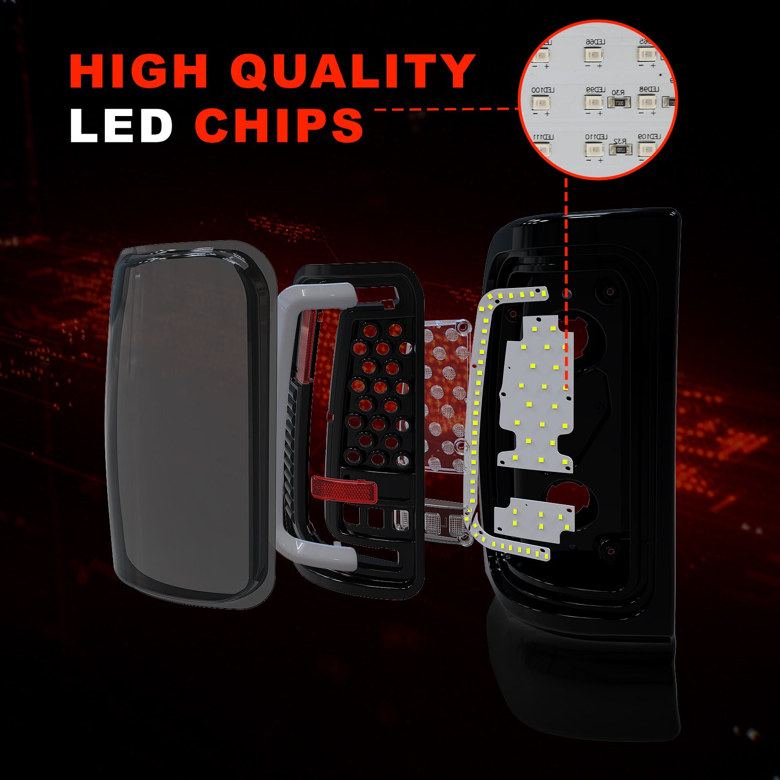 OKSIWA Sequential Full Led tail lights for Dodge 1994-2001 Ram 1500, 1994-2002 Ram 2500/3500 Starting Animated Rear Light Assembly, Dynamic Turn Signal,Brake Light,Reverse Light Smoked-4