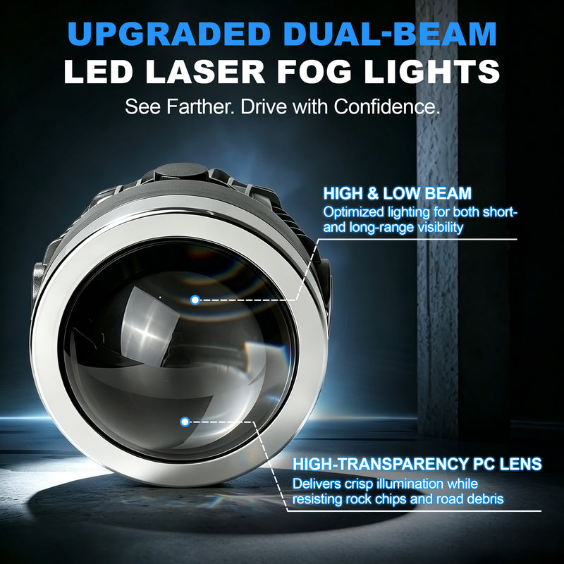 DOT Approved Laser LED Dual-Beam Fog Light, Universal Fit for Honda / Toyota / Acura / Lexus / Jeep / Chrysler / FIAT-5