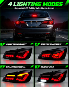 Sequential LED Tail Lights for 2013-2015 Honda Accord LX ,Plug and Play-2