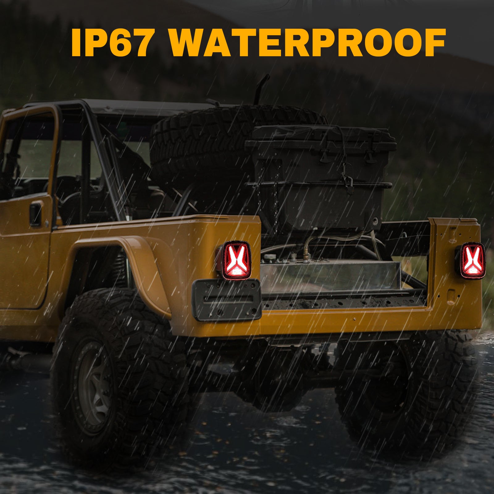 OKSIWA Upgrade X Shaped LED Tail Lights for 1979-2006 Jeep Wrangler CJ YJ TJ,Brake Lights,Turn Signal Lights,Pickup Trucks Rear Tail Lamps Assembly -1 Pair