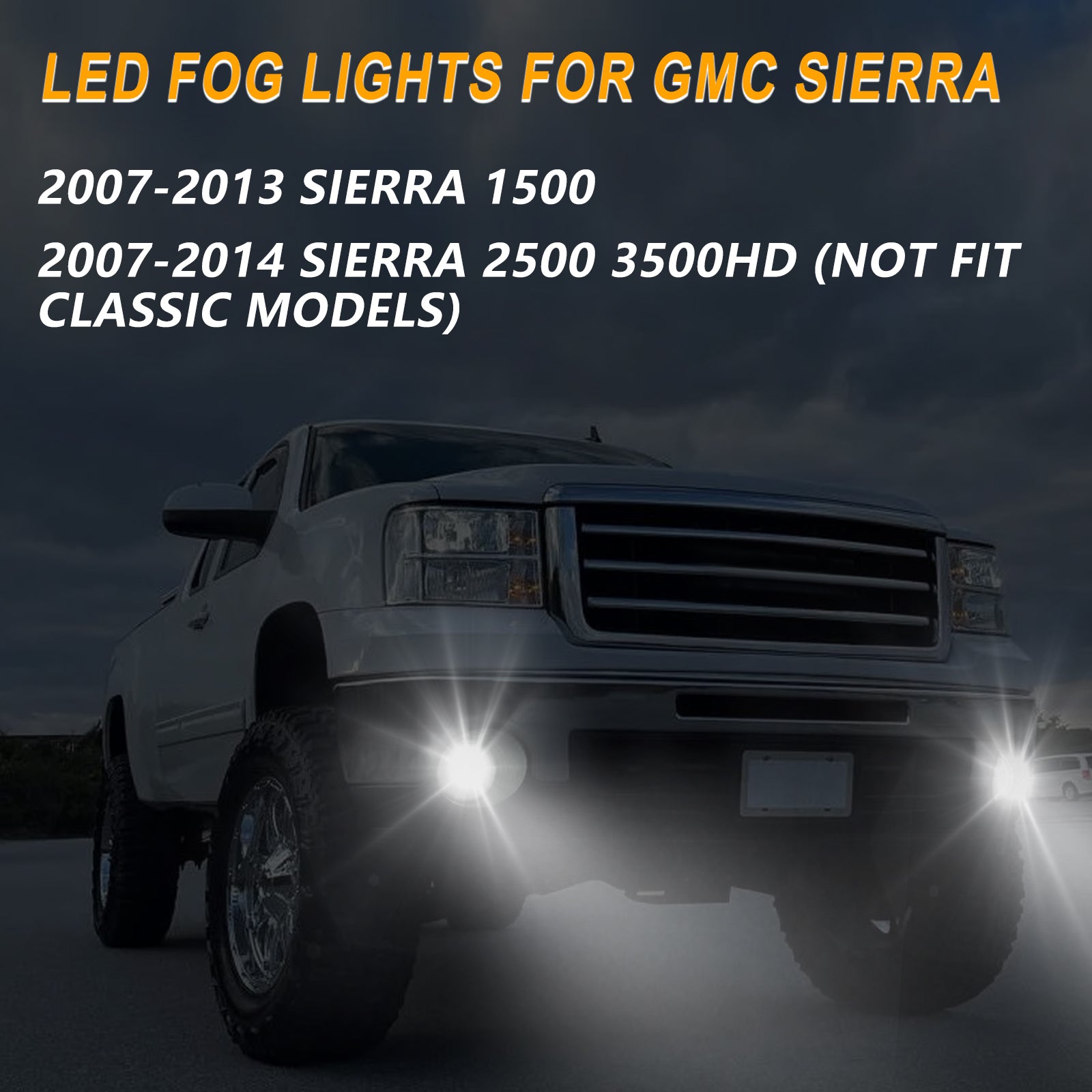 oksiwa Led Fog Lights with DRL/Turn Signal for GMC 2007-2013 Sierra 1500,2007-2014 Sierra 2500 3500HD (Not Fit Classic Models) Bumper Driving Fog Lamp