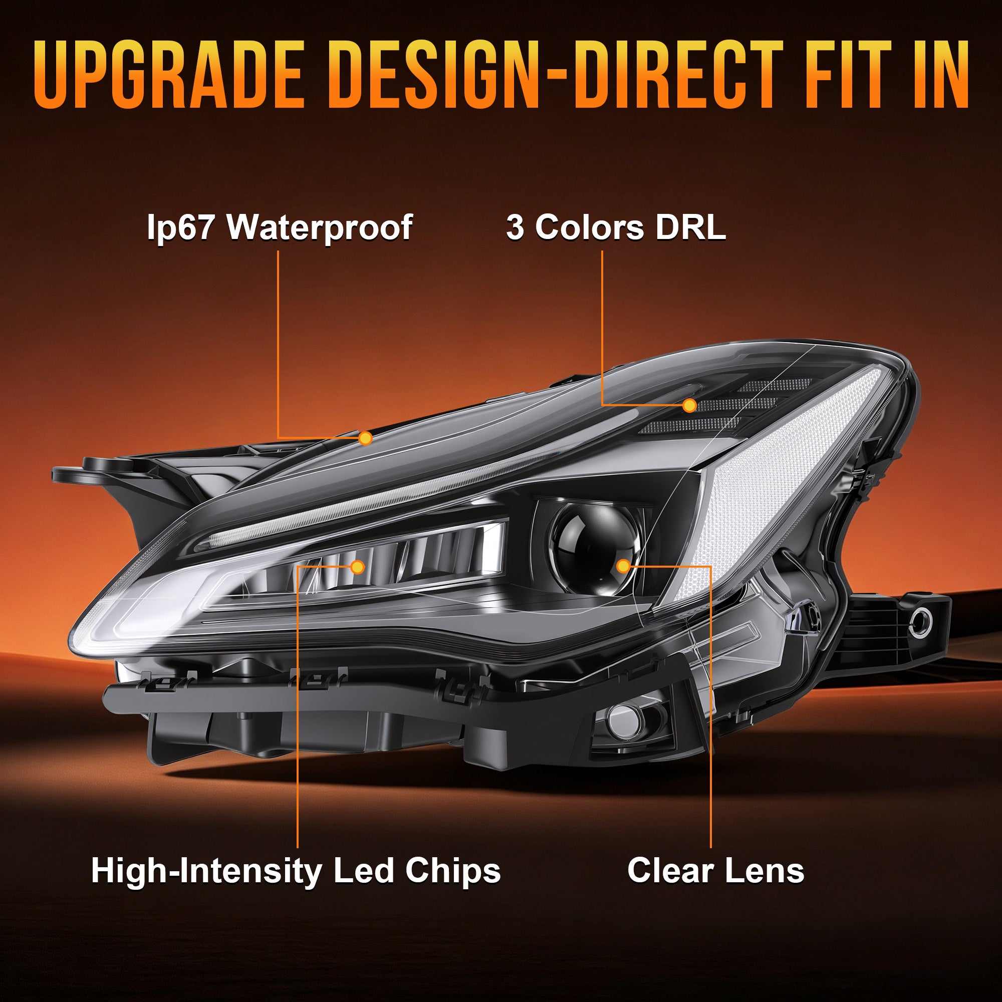 LED Headlights with DRL for 2017-2022 Maserati Quattroporte Waterproof Plug & Play  1 Pair-4