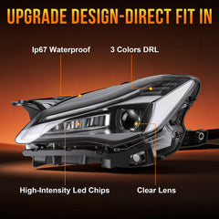 LED Headlights with DRL for 2017-2022 Maserati Quattroporte Waterproof Plug & Play  1 Pair-4