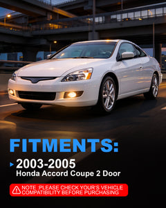 DOT approved  Fog Lights Compatible with 2003 - 2005 Honda Accord 2 Door Coupe, With Wiring Harness(Clear Lens)-3