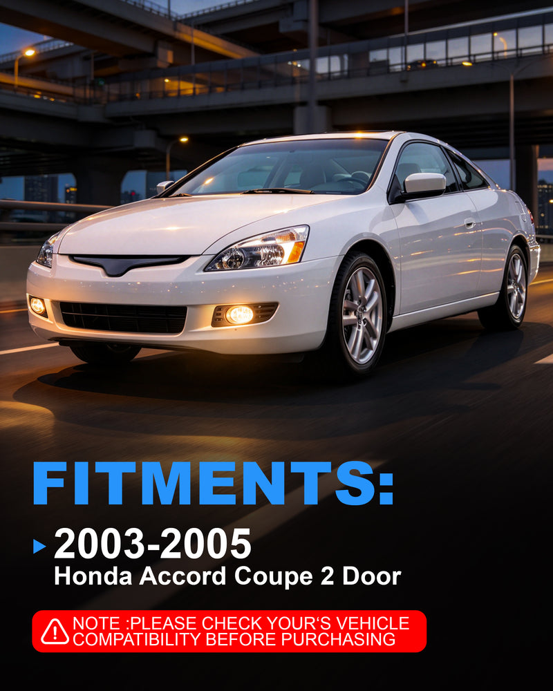 DOT approved  Fog Lights Compatible with 2003 - 2005 Honda Accord 2 Door Coupe, With Wiring Harness(Clear Lens)-3