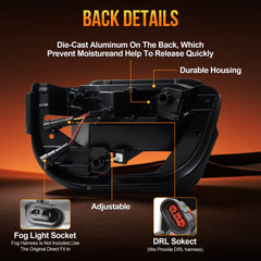 DOT Approved LED Fog Light with DRL for 2009–2012 Ram 1500, 2010–2018 Ram 2500 & 3500, 1 Pair-5