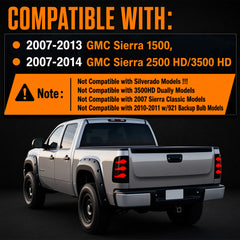 LED Tail Lights for 2007-2013 GMC Sierra 1500/2500HD/3500HD Waterproof Plug & Play-3