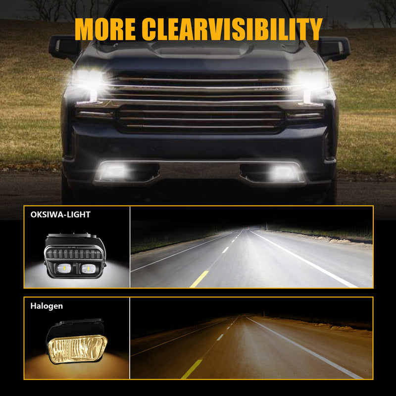 DOT Approved LED Fog Lights with Clear Lens for 2003-2006 Chevy Silverado & 2002-2006 Avalanche  Plug & Play-2