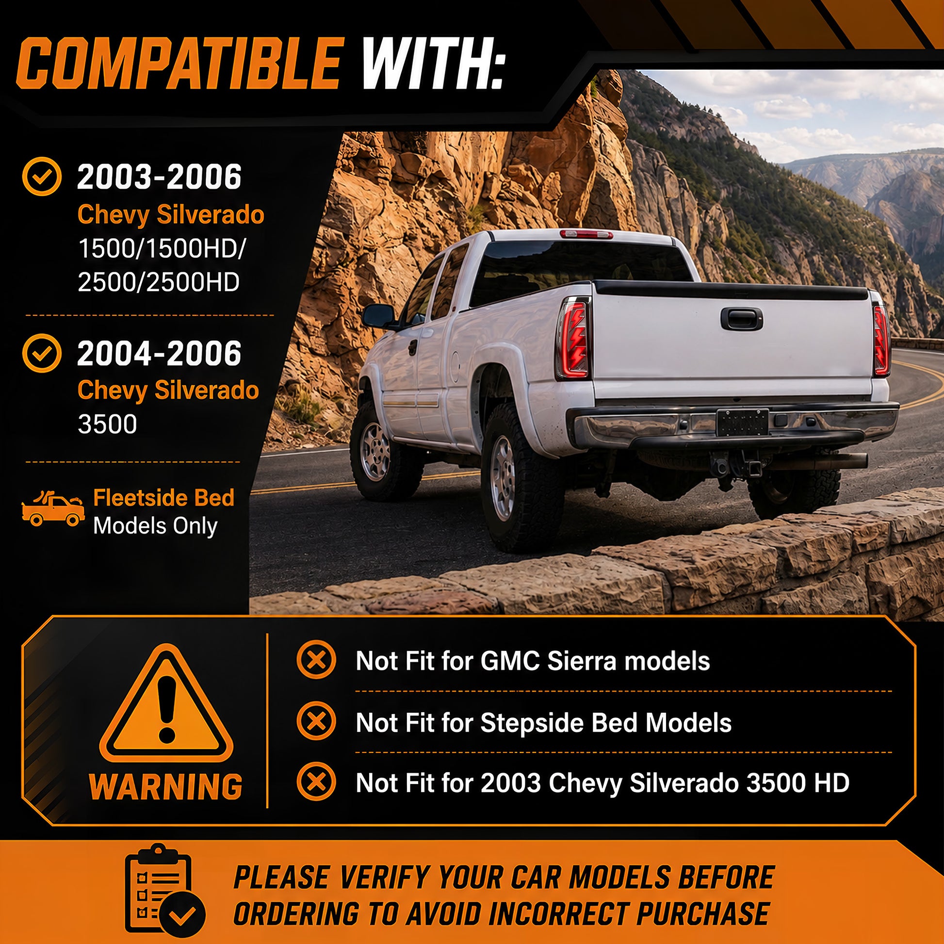 Animated Sequential Clear Lens LED Tail Lights for 2003-2006 Chevy Silverado Plug & Play-3