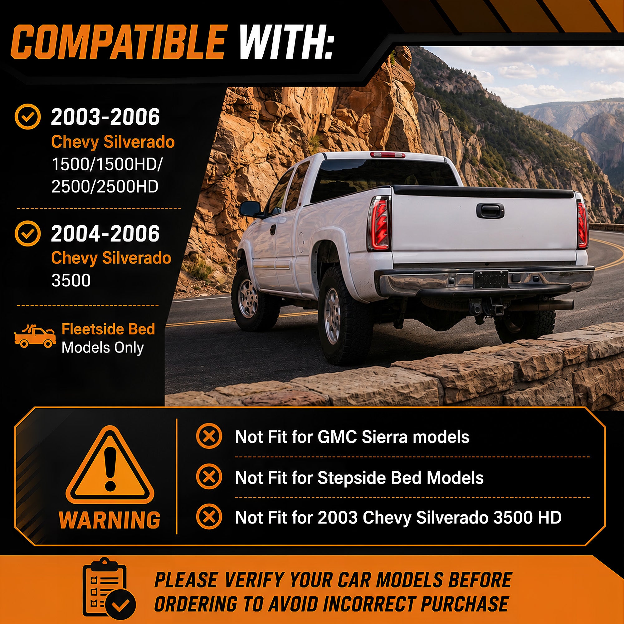 Animated Sequential Clear Lens LED Tail Lights for 2003-2006 Chevy Silverado Plug & Play-3