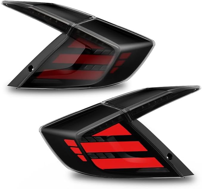 OKSIWA LED Tail Lights for Honda Civic 10th Gen Sedan 2016-2021,Rear Tail Lamps Assembly with Starting Animated,One Pair Sequential LED Turn Signal,Smoked(Not Fit Hatchback & Type R)