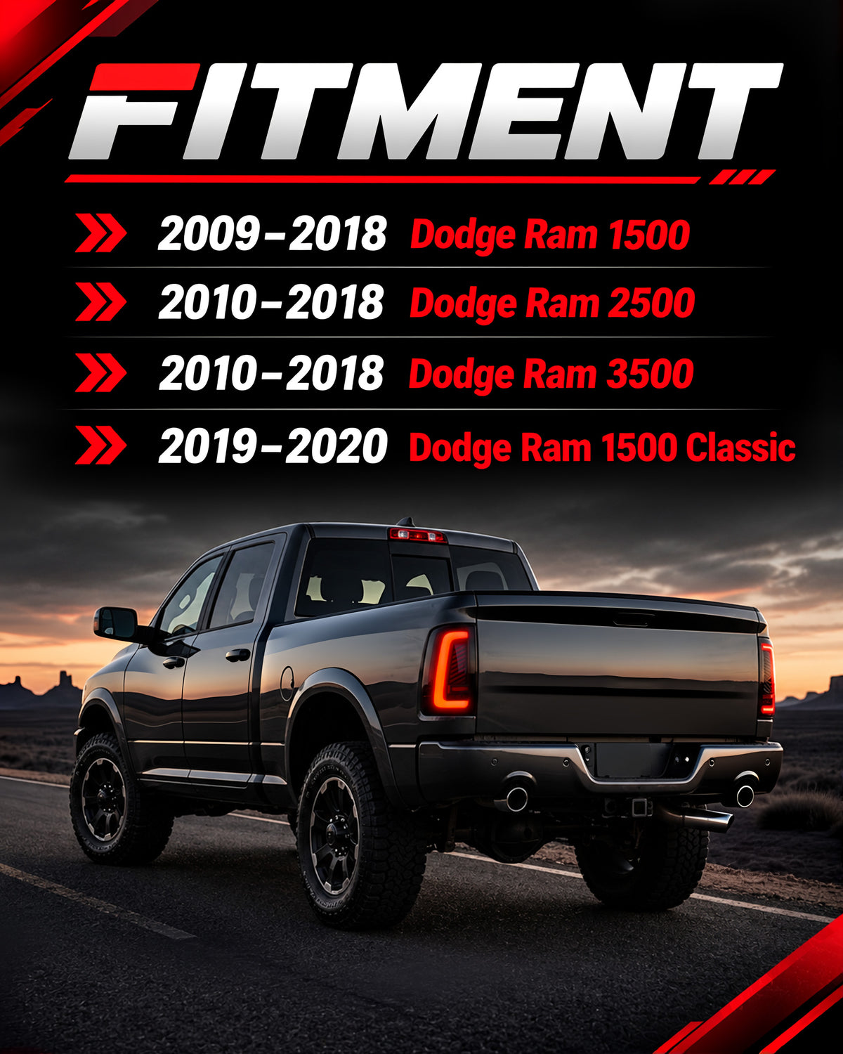 Sequential LED Tail Light for 2009-2018 Dodge Ram 1500 2500 3500 & 2019-2020 Ram 1500 Classic-3