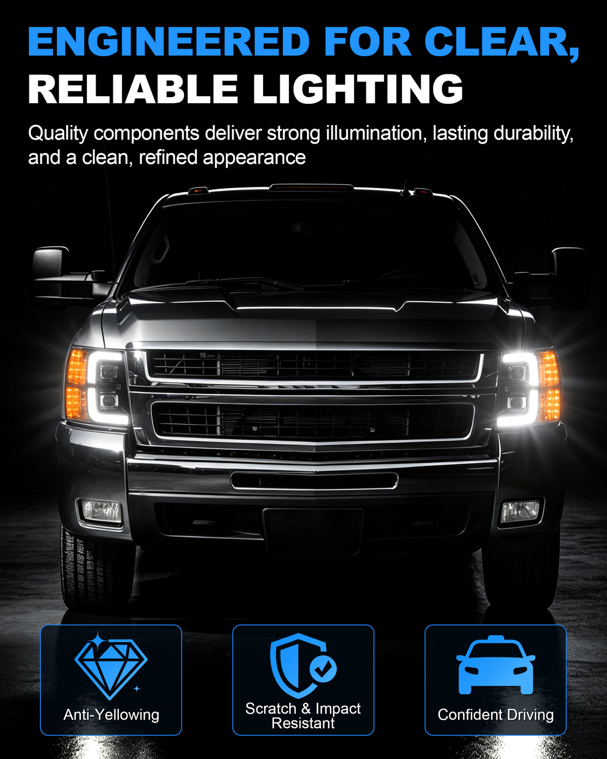 LED Dual Project Headlights Compatible with 2007-2014 Chevy Silverado-6