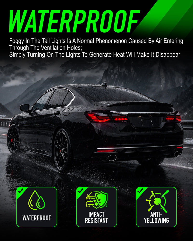 Sequential Full LED Tail Lights for 2016-2017 Honda Accord LX ,Plug and Play-5
