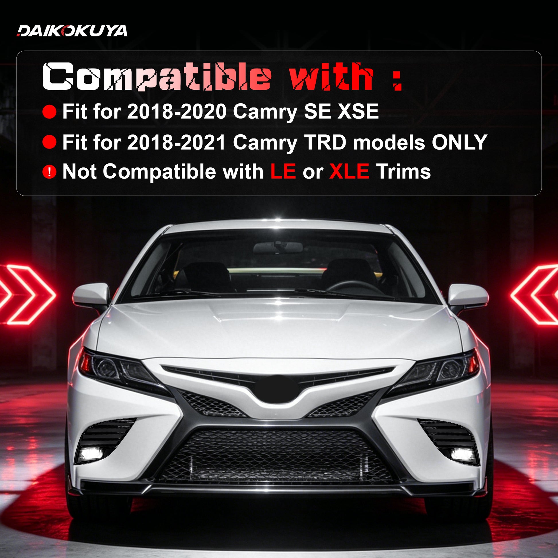 Full LED Fog Light Assembly for 2018–2020 Toyota Camry, Direct Replacement Plug & Play Upgrade, 1 Pair, Black Housing-3