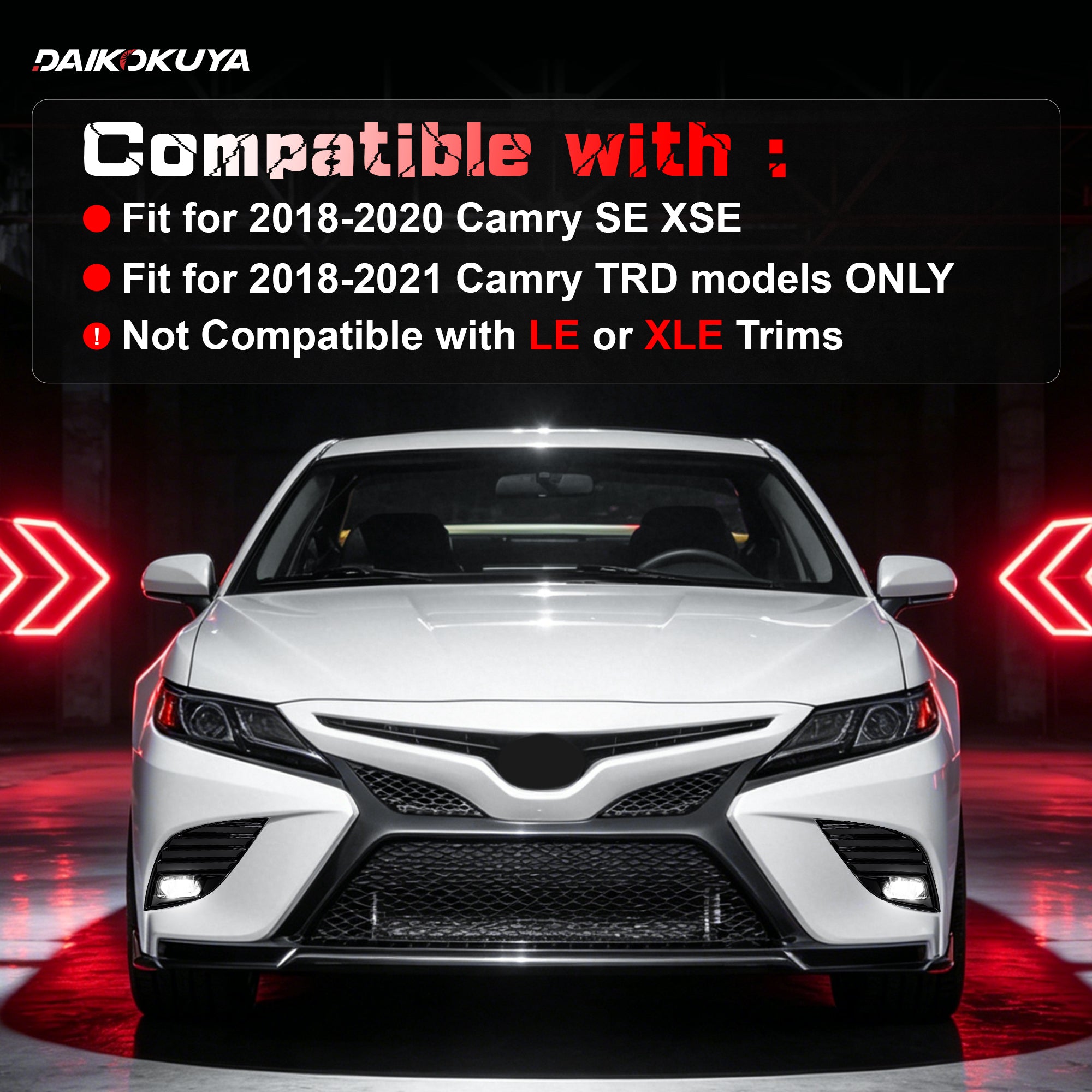 Full LED Fog Light Assembly for 2018–2020 Toyota Camry, Direct Replacement Plug & Play Upgrade, 1 Pair, Black Housing-3