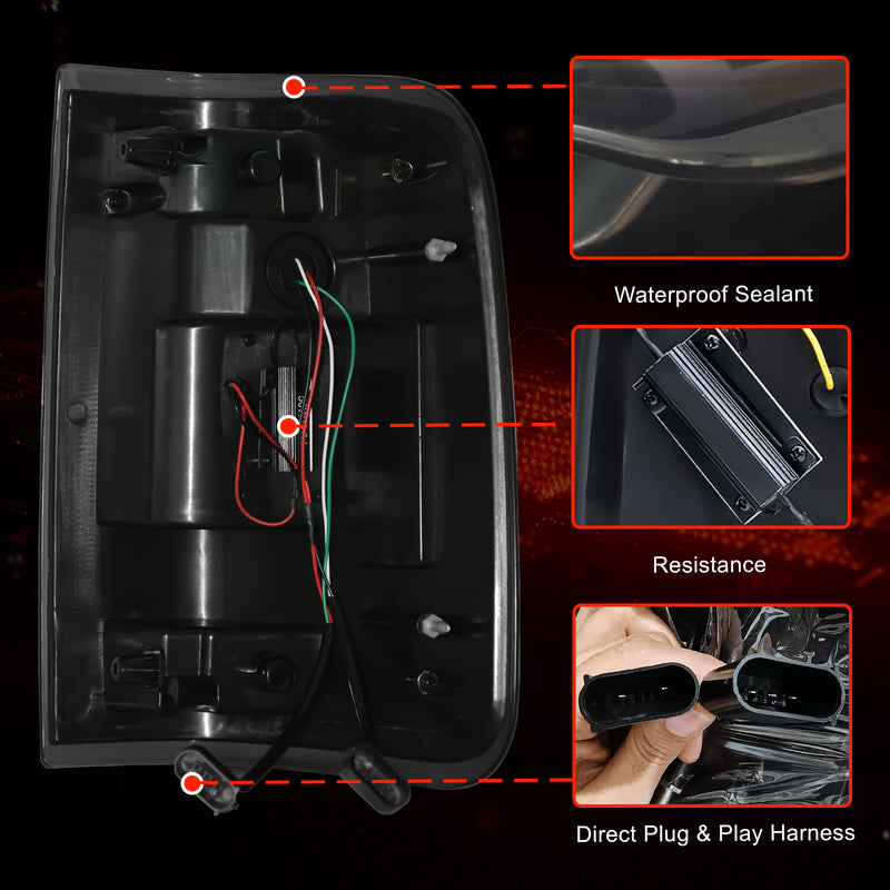 OKSIWA Sequential Full LED Tail Lights for 2004-2008 Ford F150 - Animated, Dynamic Turn Signal, Brake, Reverse - Smoked Rear Light Assembly-5