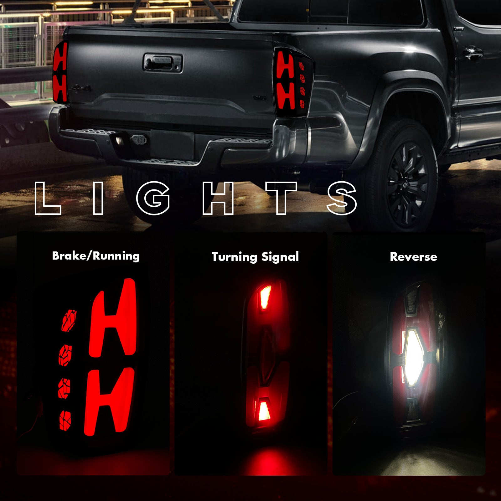OKSIWA Sequential Full LED Tail Lights for Toyota Tacoma 2016-2023, Dynamic Turn Signal/Brake/Reverse Light Assembly