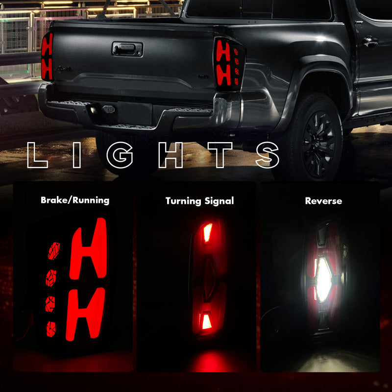 OKSIWA Sequential Full LED Tail Lights for Toyota Tacoma 2016-2023, Dynamic Turn Signal/Brake/Reverse Light Assembly-2