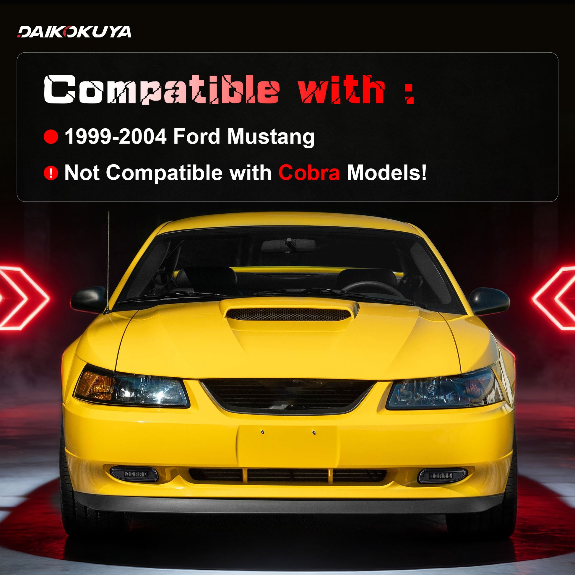 OKSIWA Fog Lights Assembly Compatible with 1999-2004 Ford Mustang, Bumper Driving Fog lamp Assembly Replacement (LED Fog Lights)-2