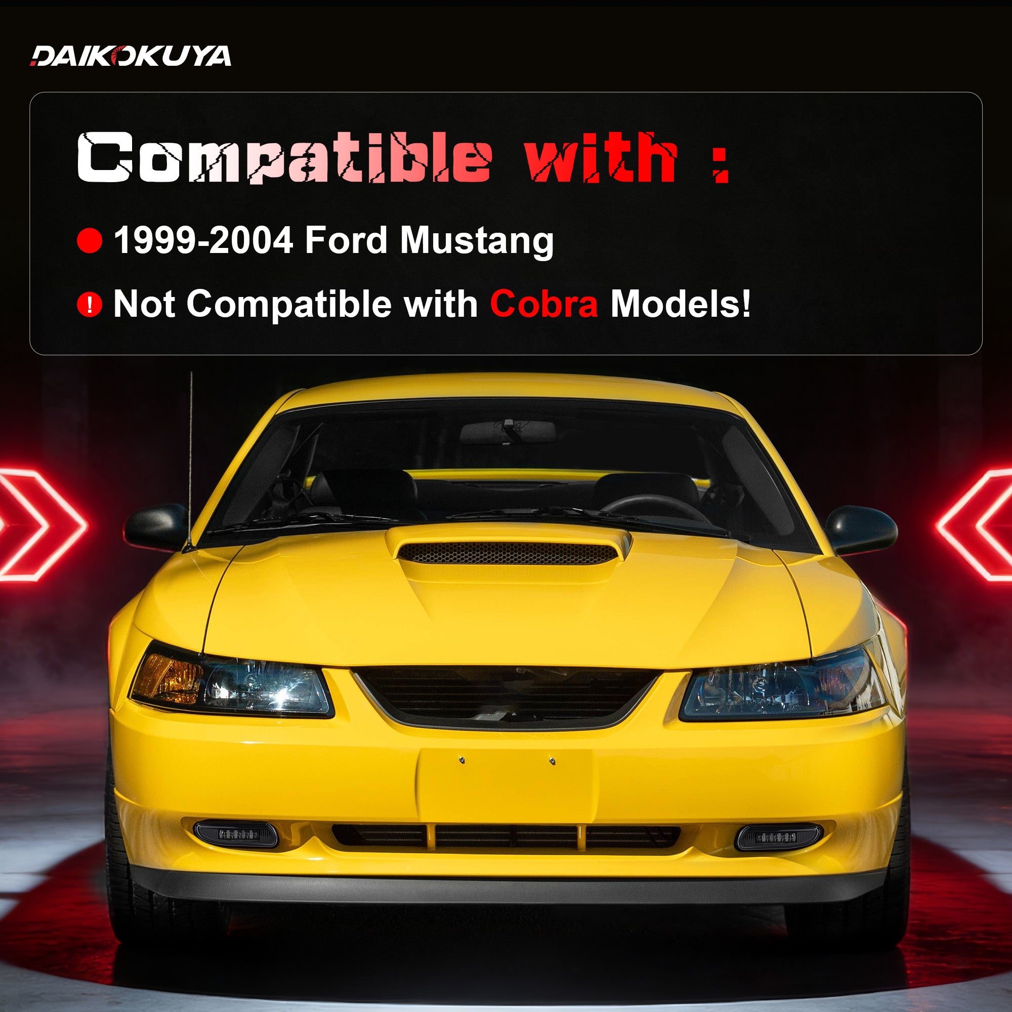OKSIWA Fog Lights Assembly Compatible with 1999-2004 Ford Mustang, Bumper Driving Fog lamp Assembly Replacement (LED Fog Lights)