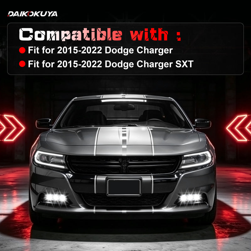 DOT Approved LED Fog Light for 2015–2022 Dodge Charger / Charger SXT, 1 Pair-2