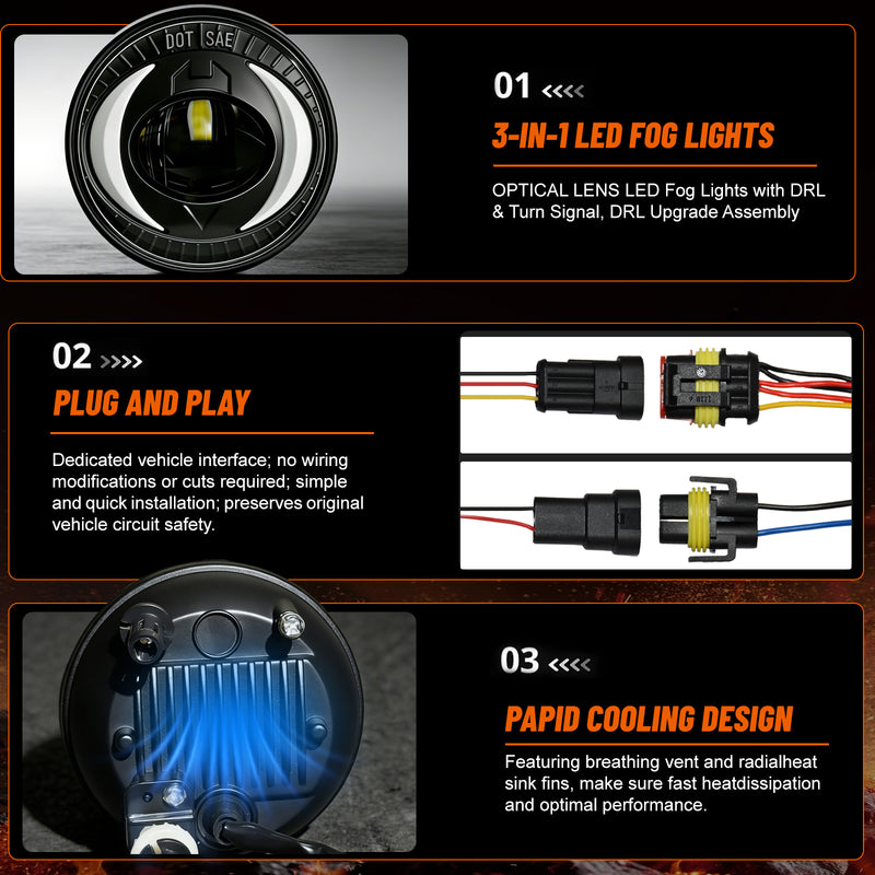 OKSIWA LED Fog Lights with DRL/Turn Signal Compatible with 07-13 Chevy Avalanche 07-14 Suburban Tahoe GMC Yukon/XL 14 Sierra 1500/15 2500HD/15 3500 HD, Driving Fog Light Assembly, Upgrade and Modified 1 Pair-4
