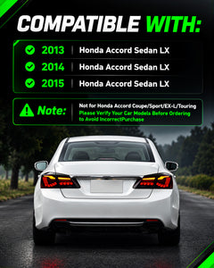 Sequential LED Tail Lights for 2013-2015 Honda Accord LX ,Plug and Play-3