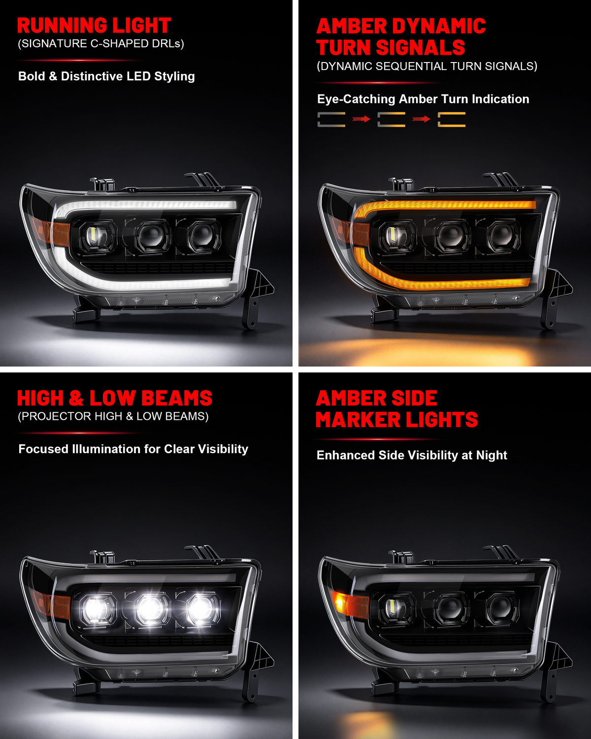 LED Headlights for 2007-2013 Toyota Tundra, 2008-2021 Sequoia-2