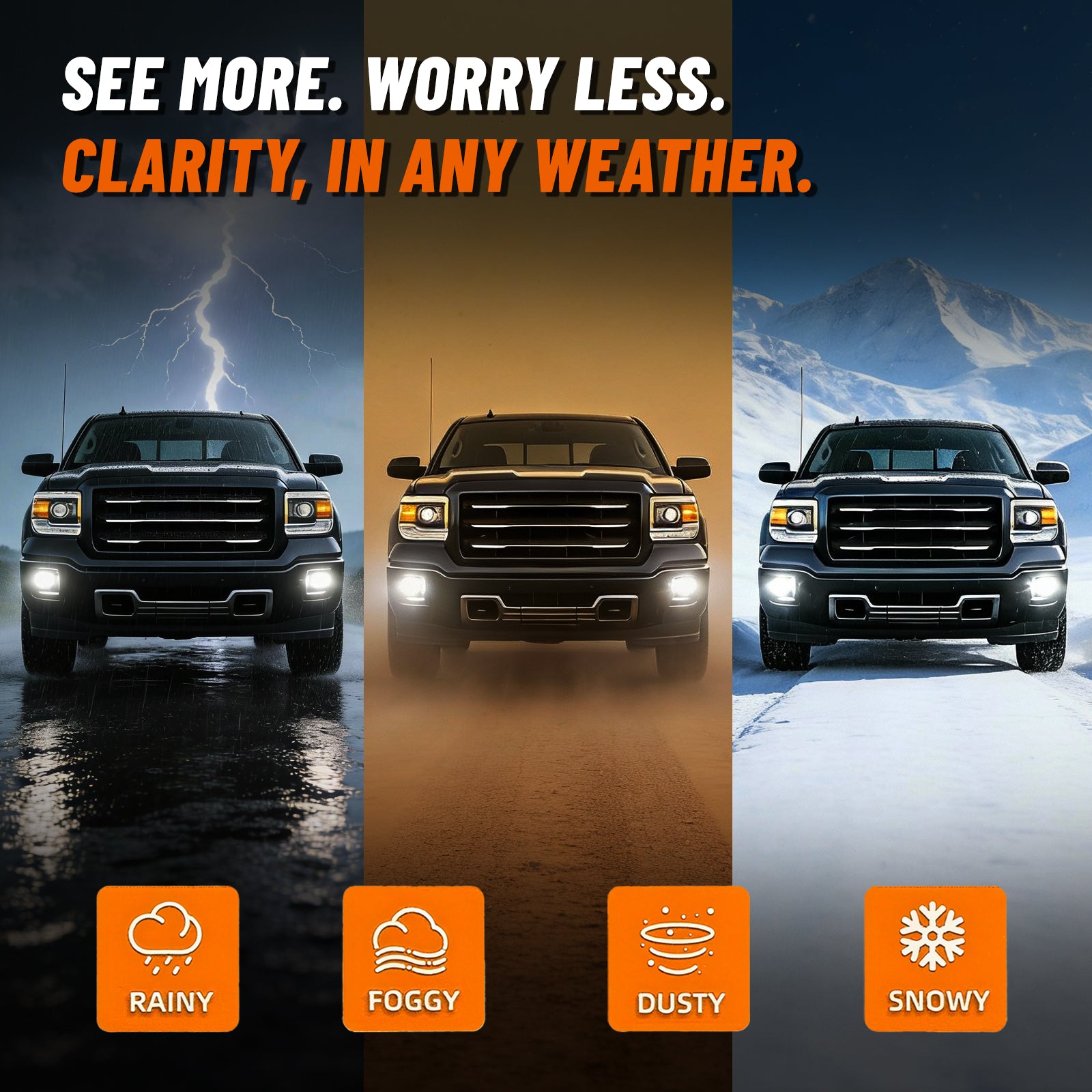 OKSIWA LED Fog Lights Fit for 07-13 Chevy Avalanche 07-14 Suburban Tahoe GMC Yukon/XL Ford Mustang 08-09 Pontiac G8, Front Driving Fog Lamps Assembly Replacement, 1 Pair