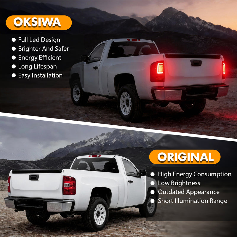 OKSIWA Upgrade Full LED Tail Lights for 2007-2013 Chevy Silverado 1500/2500HD/3500HD,Brighter & Safer, Smoke Lens Rear Lights, Easy Installation, Weather-Resistant-6