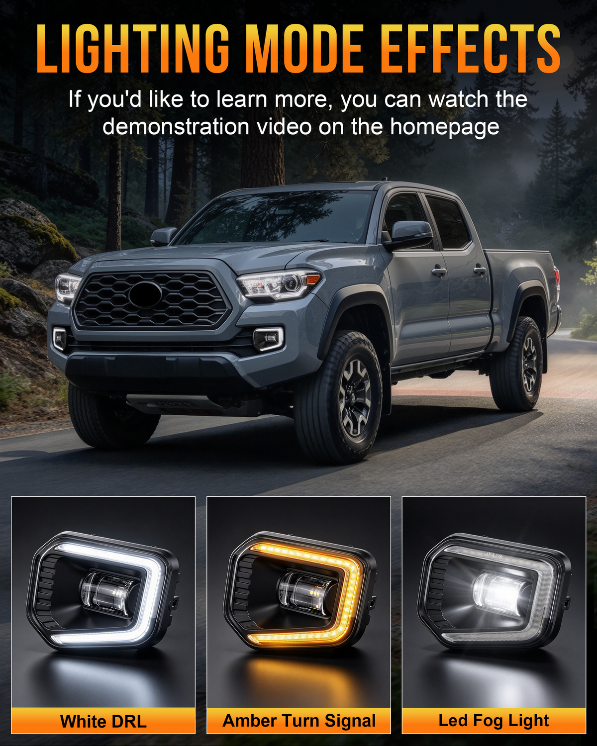 DOT Approved LED Fog Lights with DRL for 2016-2023 Toyota Tacoma-2