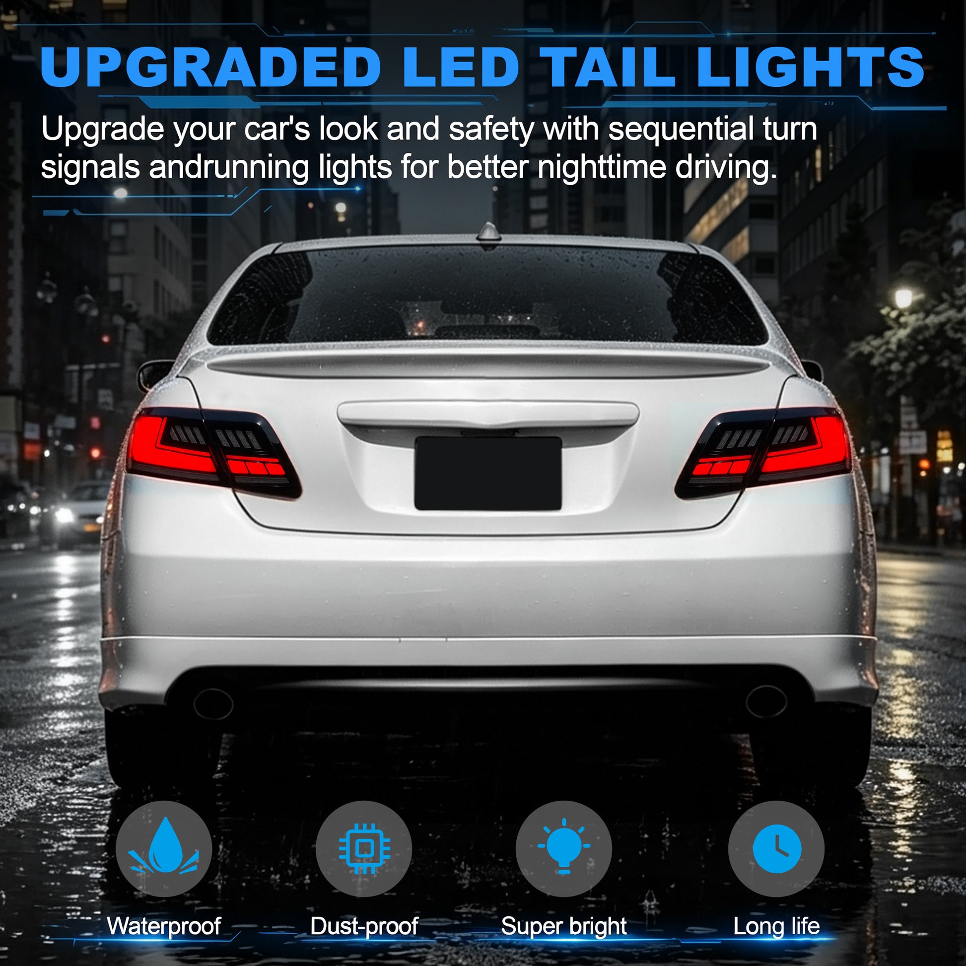 Animated Sequential LED Tail Lights for 2007-2011 Toyota Camry OEM Style Waterproof Plug & Play 1 Pair-6