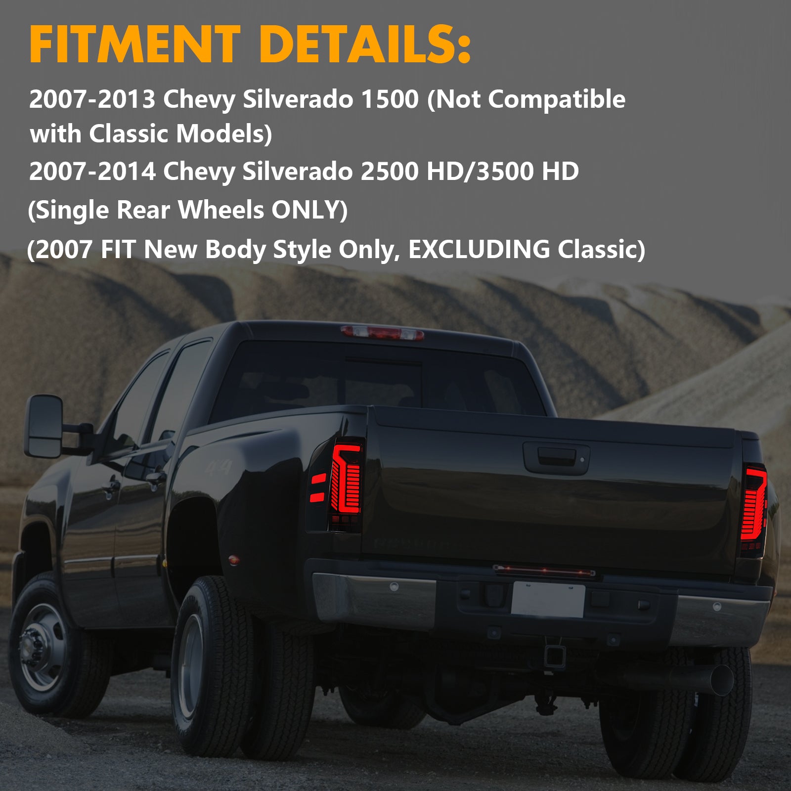 OKSIWA Sequential Led tail lights for 2007-2013 Chevy Silverado 1500 2500HD 3500HD Starting Animated Rear Light Assembly, Dynamic Turn Signal,Brake Light,Reverse Light Smoked-3