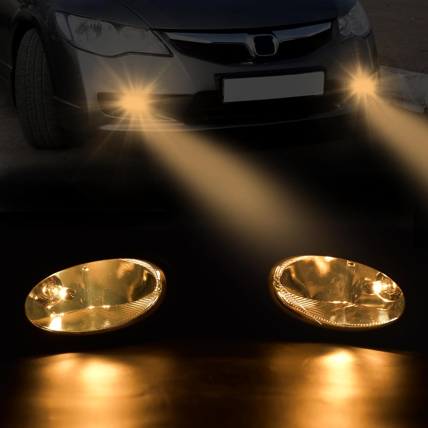 OKSIWA Halogen Fog Lights Fit for 2009 2010 2011 Honda Civic 4-Door Sedan,Front Bumer Driving Light Kit,Fog Lamps Replacement with Wiring Harness,Clear Lens,Plug and Play