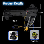 OKSIWA 2 Color LED Daytime Running Lights Compatible with 2018-2024 Tesla Model 3, Front Driving DRL Lamps Assembly with Turn Signals, Night Running Light, Dynamic Start-Up Animation, (1 Pair)