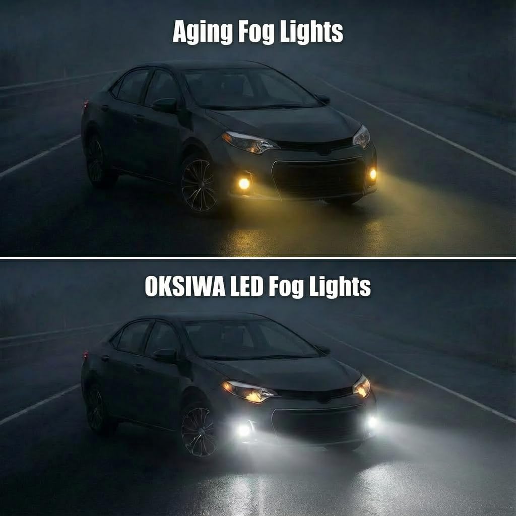 OKSIWA LED Fog Light for 2014 2015 2016 Toyota Corolla S SE,Fog lamp Assembly Replacement, IP67 Waterproof, Clear Lens,Include Fog Wiring Harness