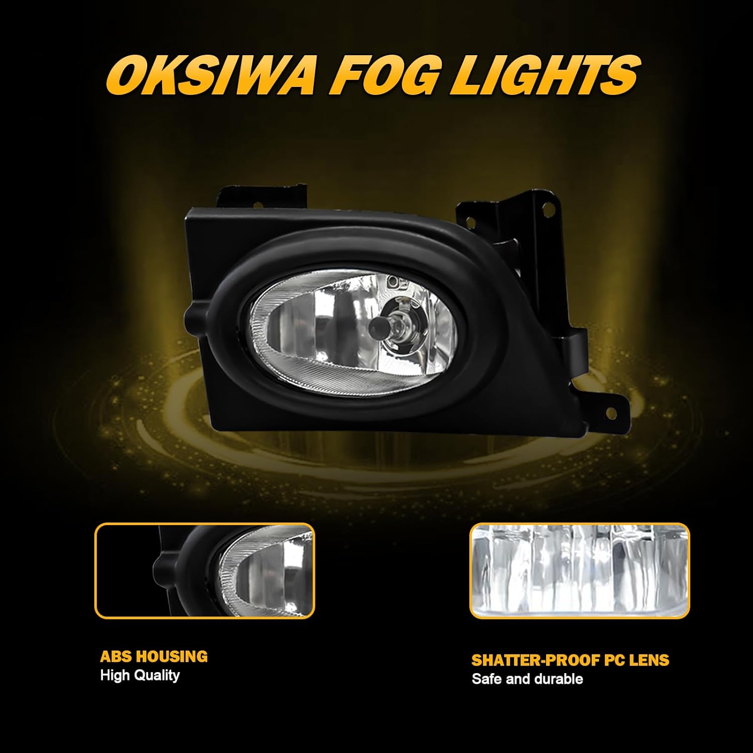 OKSIWA Halogen Fog Lights Fit for 2006 2007 2008 Honda Civic 4-Door Sedan,Front Bumper Driving Light Replacement Kit, Fog Lamps Replacement with Wiring Harness,Clear Lens,Plug and Play