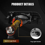 OKSIWA Halogen Fog Light for 2006 2007 Honda Accord Sedan,Front Bumer Fog Lamp Kit with Wiring Harness, Switch,Plug and Play