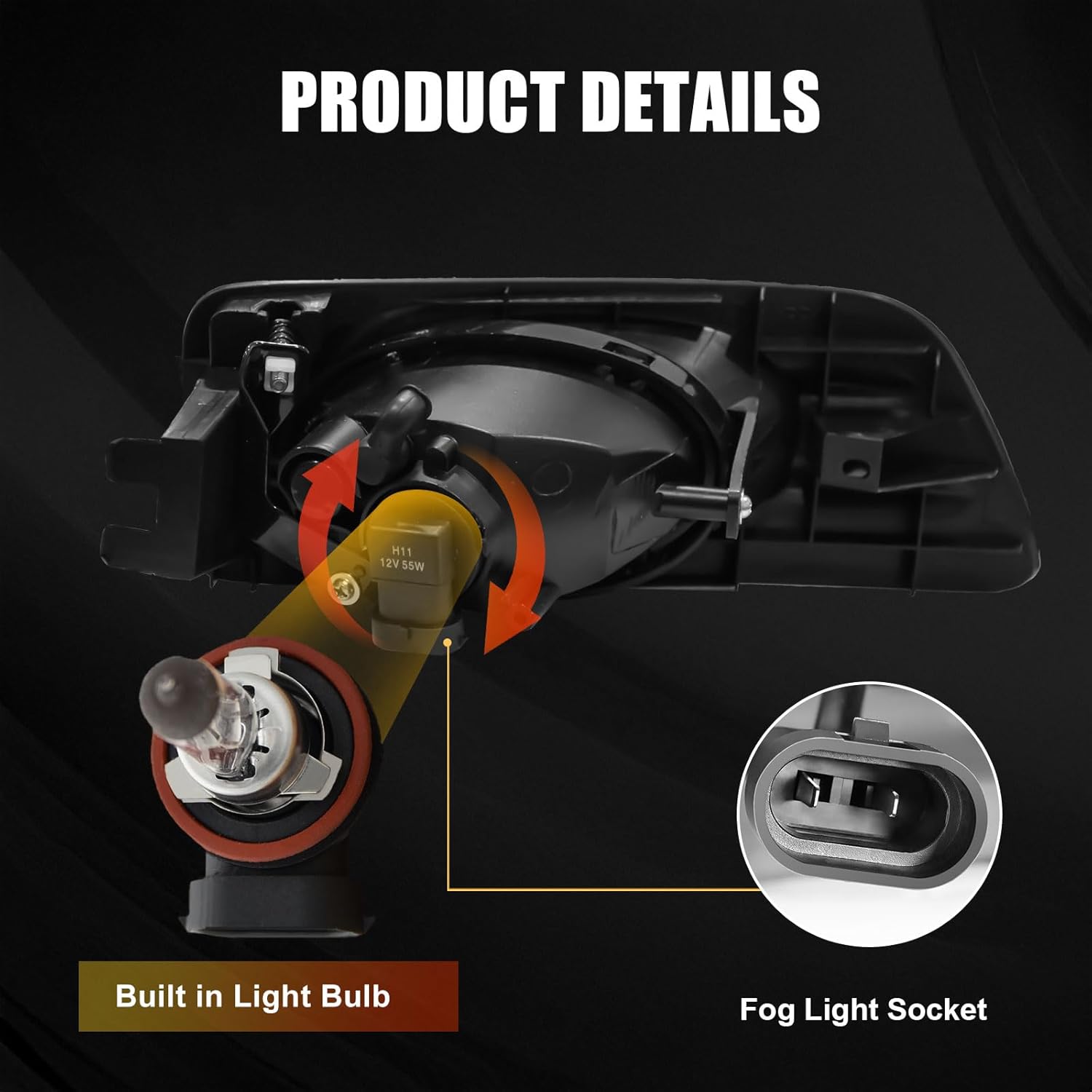 OKSIWA Halogen Fog Light for 2006 2007 Honda Accord Sedan,Front Bumer Fog Lamp Kit with Wiring Harness, Switch,Plug and Play-5