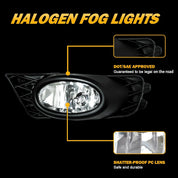 OKSIWA Halogen Fog Lights Fit for 2009 2010 2011 Honda Civic 4-Door Sedan,Front Bumer Driving Light Kit,Fog Lamps Replacement with Wiring Harness,Clear Lens,Plug and Play