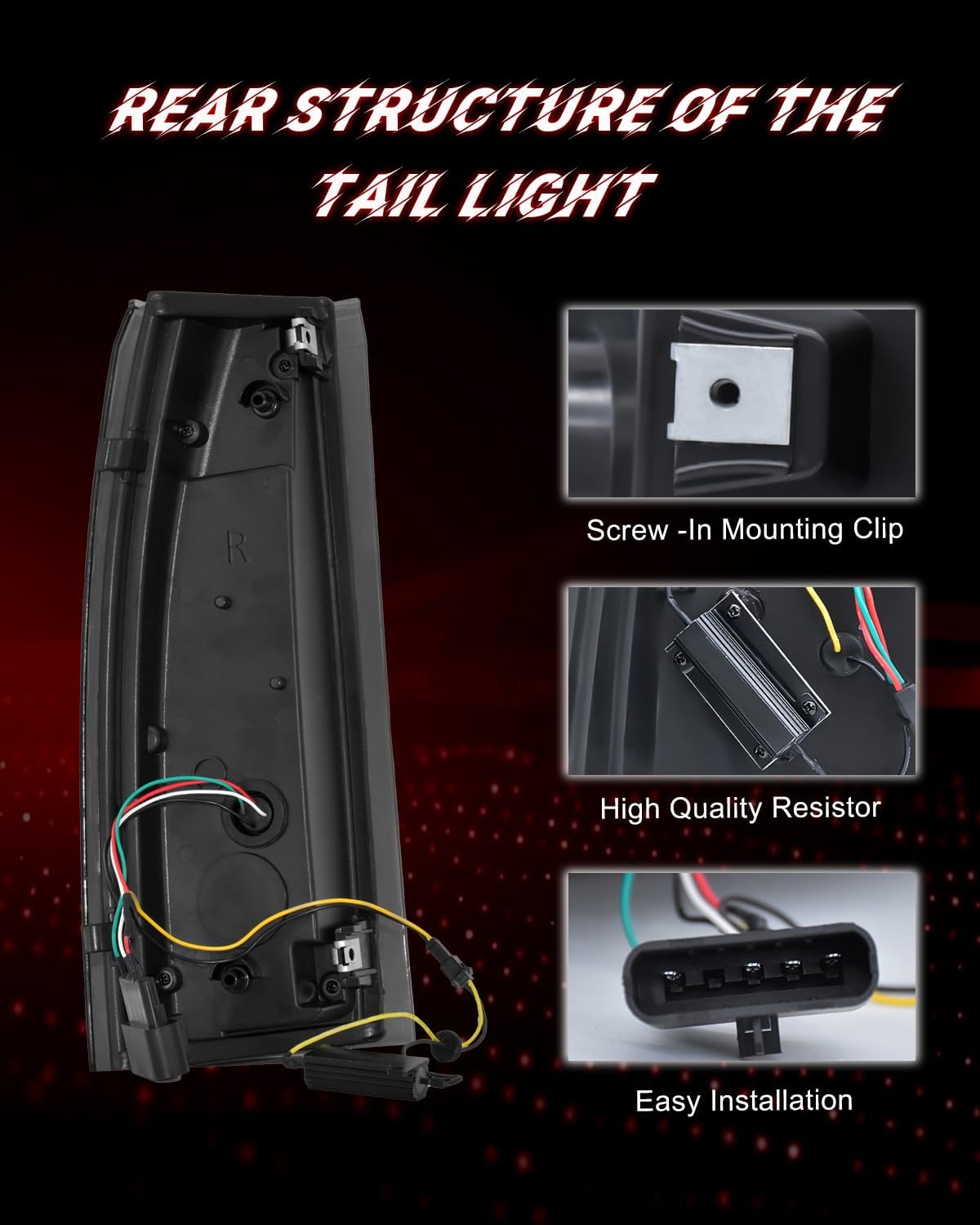 Animated Sequential LED Tail Lights for 1988-1998 Chevy GMC C/K Sierra, 92-99 Suburban Yukon, 95-99 Tahoe,Blazer,Cadillac Escalade Plug & Play-4