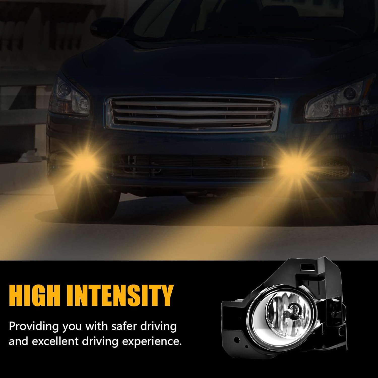 OKSIWA Halogen Fog Lights,Compatible with 2009-2014 Nissan Maxima,Front Bumper Fog Lamp with Switch Wiring Harness Kit, neblineros para autos delantero, faros antiniebla-3