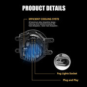 OKSIWA LED Fog Lights-for 2010 2011 Toyota Camry,Fog Lamps Assembly Replacement,Include Switch, Wiring Harness,Plug and Play