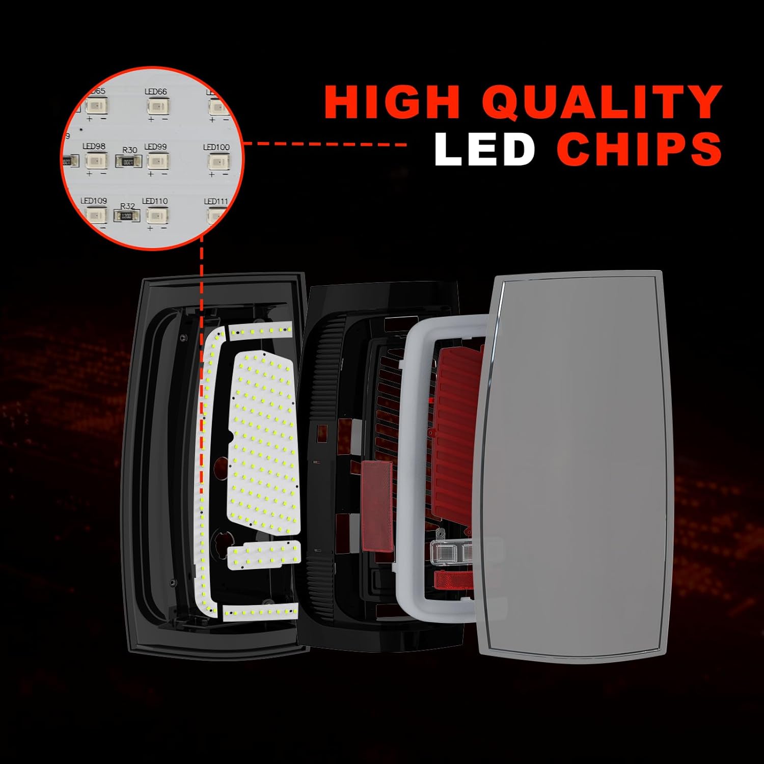 OKSIWA Sequential Full Led Tail Lights Fit for Chevy Tahoe/Suburban 2007-2014, Fit for GMC Yukon XL Denali 2007-2014 Starting Animated, Dynamic Turn Signal, Brake Light, Reverse Light Rear Light Assembly