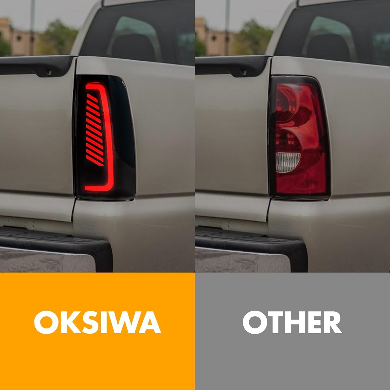 OKSIWA Sequential Full Led tail lights for 2003-2006 Chevy Silverado Starting Animated Tail Light Assembly 1pair Rear lights Smoked Dynamic Turn Signal,Brake Light,Reverse Light
